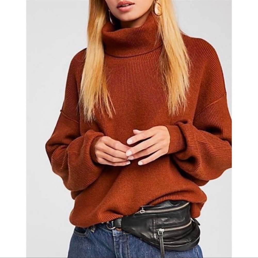 Free People softly structured knit tunic terracotta size medium